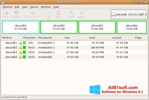 Στιγμιότυπο οθόνης GParted Windows 8.1