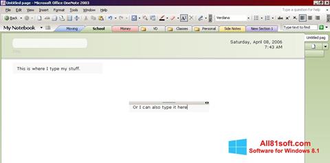 Στιγμιότυπο οθόνης Microsoft OneNote Windows 8.1