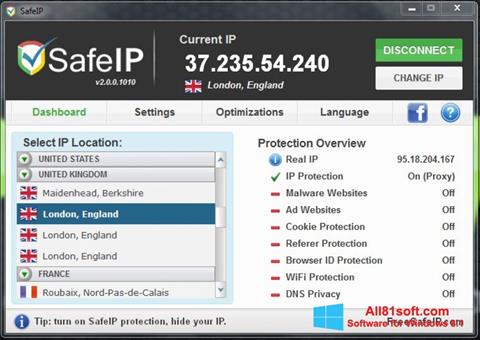 Στιγμιότυπο οθόνης SafeIP Windows 8.1