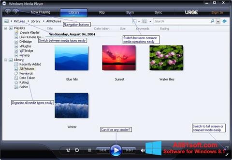 Στιγμιότυπο οθόνης Media Player Windows 8.1