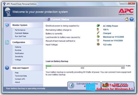 Στιγμιότυπο οθόνης PowerChute Personal Edition Windows 8.1