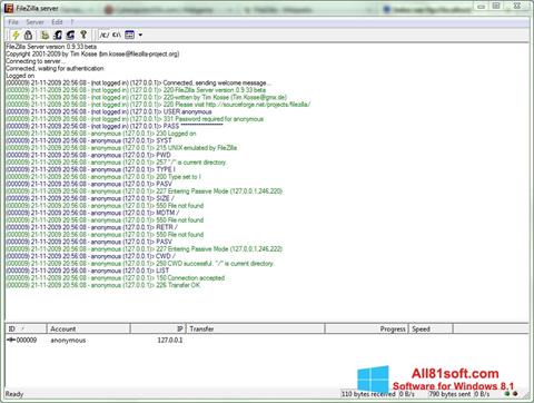Στιγμιότυπο οθόνης FileZilla Server Windows 8.1