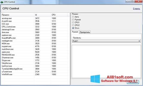 Στιγμιότυπο οθόνης CPU-Control Windows 8.1