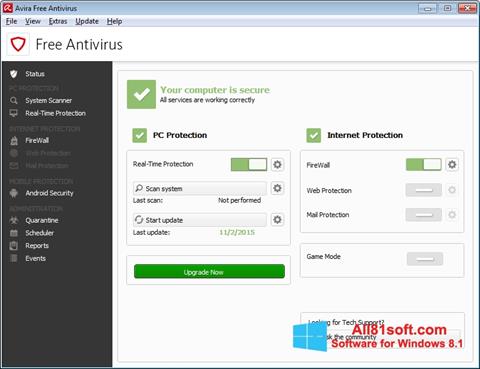 Στιγμιότυπο οθόνης Avira Free Antivirus Windows 8.1