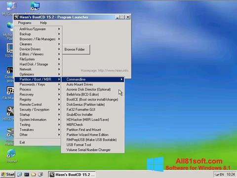 Στιγμιότυπο οθόνης Hirens Boot CD Windows 8.1