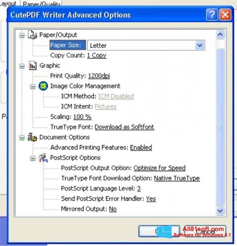 Στιγμιότυπο οθόνης CutePDF Writer Windows 8.1