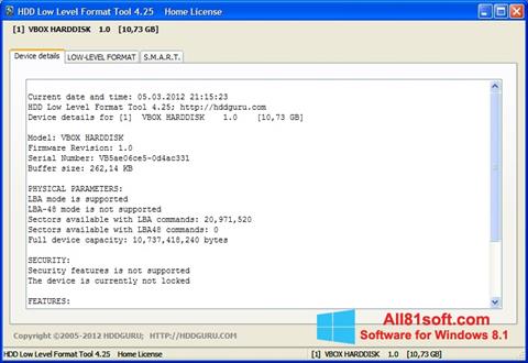 Στιγμιότυπο οθόνης HDD Low Level Format Tool Windows 8.1