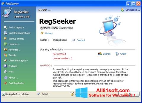Στιγμιότυπο οθόνης RegSeeker Windows 8.1