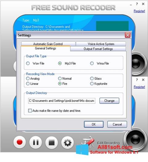 Στιγμιότυπο οθόνης Free Sound Recorder Windows 8.1