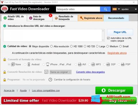 Στιγμιότυπο οθόνης Fast Video Downloader Windows 8.1