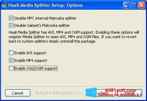 Στιγμιότυπο οθόνης Haali Media Splitter Windows 8.1