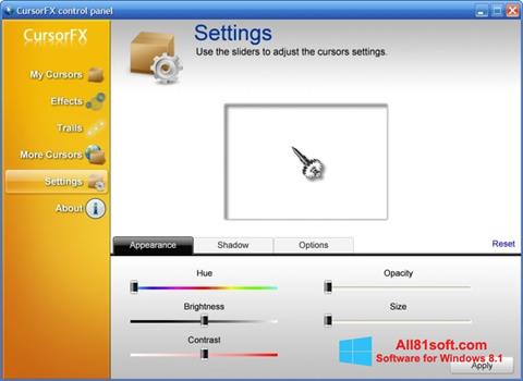 Στιγμιότυπο οθόνης CursorFX Windows 8.1
