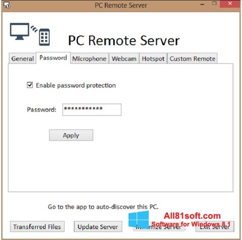 Στιγμιότυπο οθόνης PC Remote Server Windows 8.1