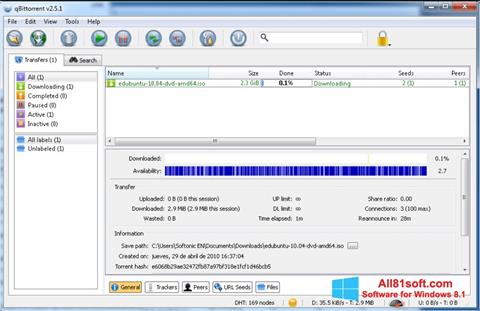 Στιγμιότυπο οθόνης qBittorrent Windows 8.1