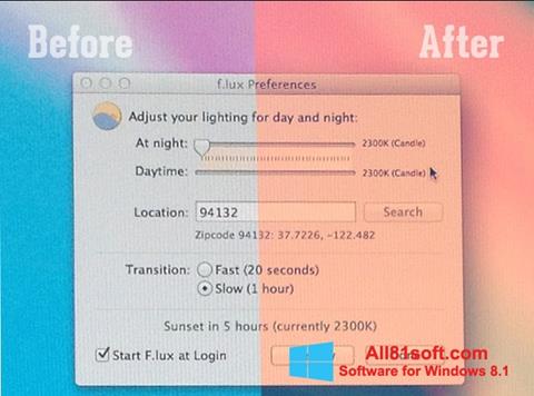 Στιγμιότυπο οθόνης F.lux Windows 8.1