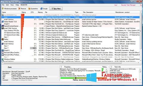 Στιγμιότυπο οθόνης Security Task Manager Windows 8.1