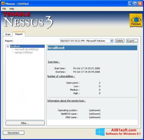 Στιγμιότυπο οθόνης Nessus Windows 8.1