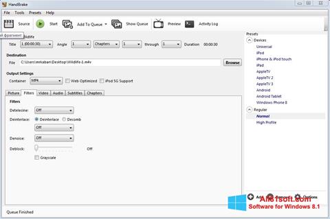 Στιγμιότυπο οθόνης HandBrake Windows 8.1