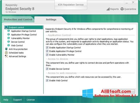 Στιγμιότυπο οθόνης Kaspersky Endpoint Security Windows 8.1