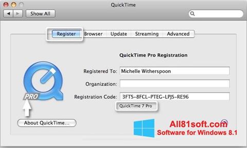 Στιγμιότυπο οθόνης QuickTime Pro Windows 8.1