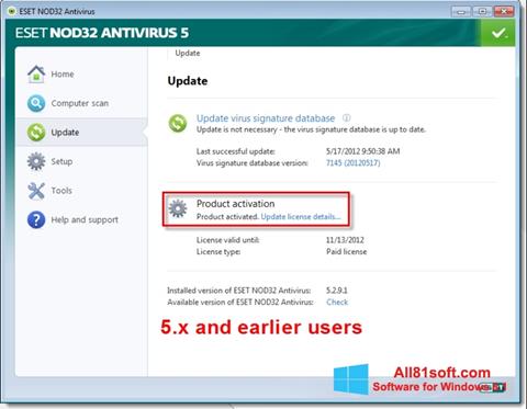 Στιγμιότυπο οθόνης ESET NOD32 Windows 8.1