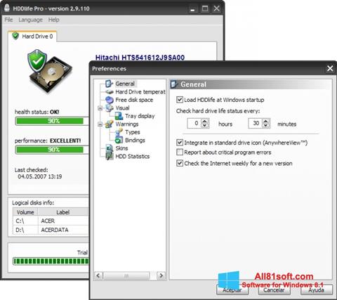 Στιγμιότυπο οθόνης HDDlife Windows 8.1
