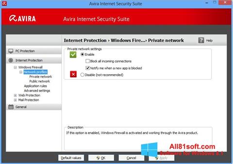 Στιγμιότυπο οθόνης Avira Internet Security Windows 8.1