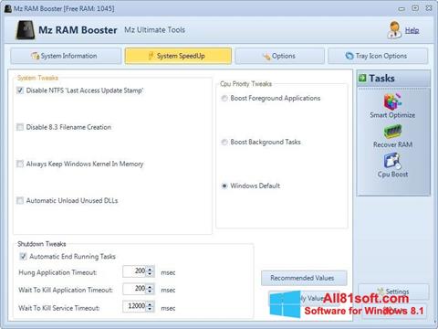 Στιγμιότυπο οθόνης Mz RAM Booster Windows 8.1