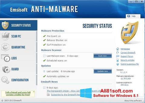 Στιγμιότυπο οθόνης Emsisoft Anti-Malware Windows 8.1