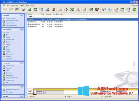Στιγμιότυπο οθόνης Acronis Disk Director Suite Windows 8.1