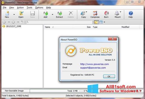 Στιγμιότυπο οθόνης PowerISO Windows 8.1