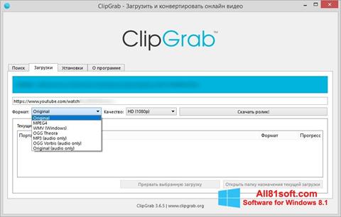 Στιγμιότυπο οθόνης ClipGrab Windows 8.1