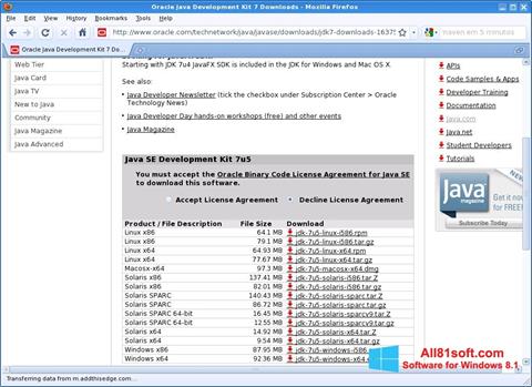 Στιγμιότυπο οθόνης Java SE Development Kit Windows 8.1