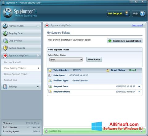 Στιγμιότυπο οθόνης SpyHunter Windows 8.1