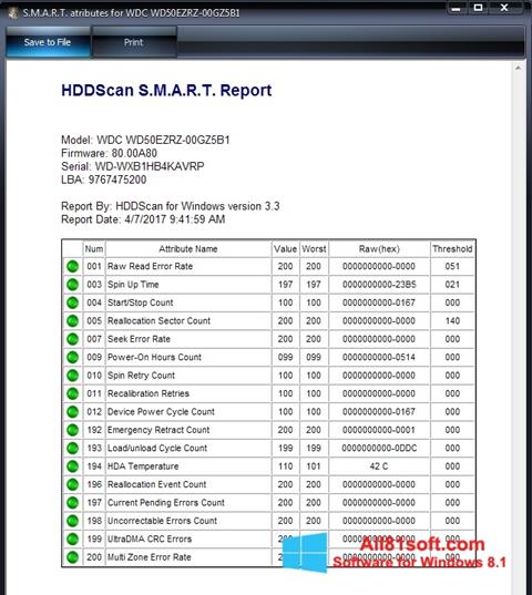 Στιγμιότυπο οθόνης HDDScan Windows 8.1