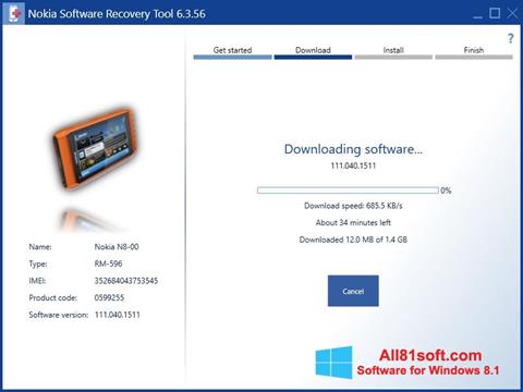 Στιγμιότυπο οθόνης Nokia Software Recovery Tool Windows 8.1