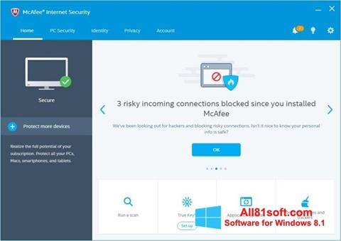 Στιγμιότυπο οθόνης McAfee Internet Security Windows 8.1