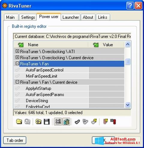 Στιγμιότυπο οθόνης RivaTuner Windows 8.1