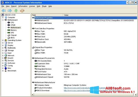 Στιγμιότυπο οθόνης AIDA32 Windows 8.1