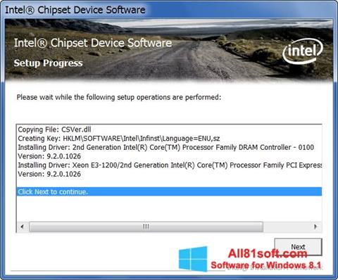 Στιγμιότυπο οθόνης Intel Chipset Device Software Windows 8.1