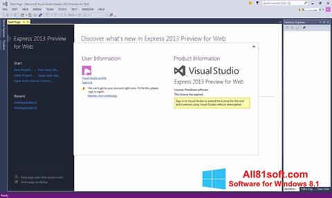 Στιγμιότυπο οθόνης Microsoft Visual Studio Express Windows 8.1