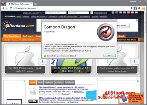 Στιγμιότυπο οθόνης Comodo Dragon Windows 8.1