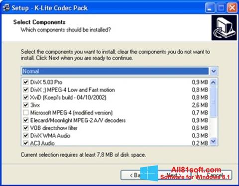 Στιγμιότυπο οθόνης K-Lite Mega Codec Pack Windows 8.1