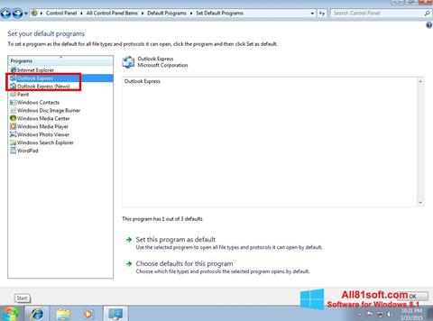 Στιγμιότυπο οθόνης Outlook Express Windows 8.1