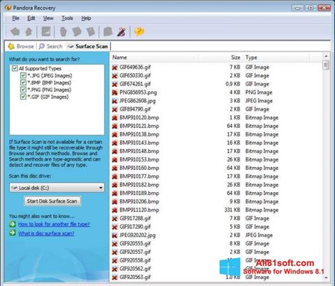 Στιγμιότυπο οθόνης Pandora Recovery Windows 8.1