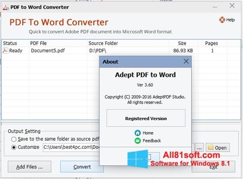 Στιγμιότυπο οθόνης PDF to Word Converter Windows 8.1