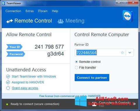 Στιγμιότυπο οθόνης TeamViewer Windows 8.1