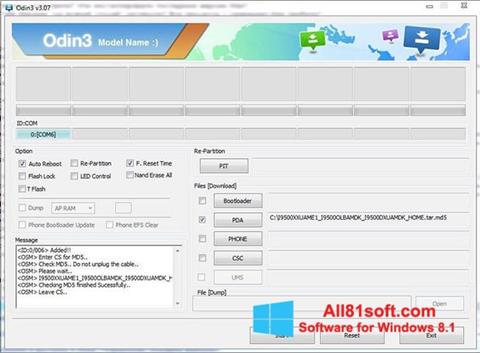 Στιγμιότυπο οθόνης Odin Windows 8.1