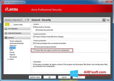 Στιγμιότυπο οθόνης Avira Professional Security Windows 8.1