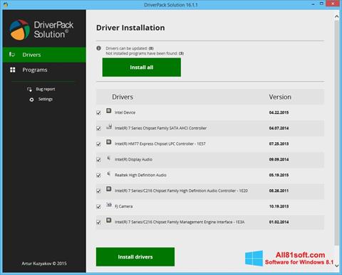 Στιγμιότυπο οθόνης DriverPack Solution Windows 8.1
